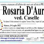 Rosaria D’Auria ved. Casale di anni 91
