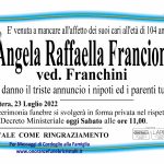 Angela Raffaella Francione ved. Franchini di anni 104