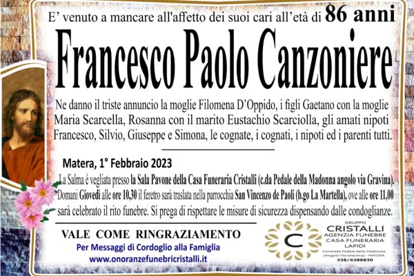 Francesco Paolo Canzoniere di anni 86