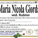 Maria Nicola Giordano di anni 89  ved. Rubino