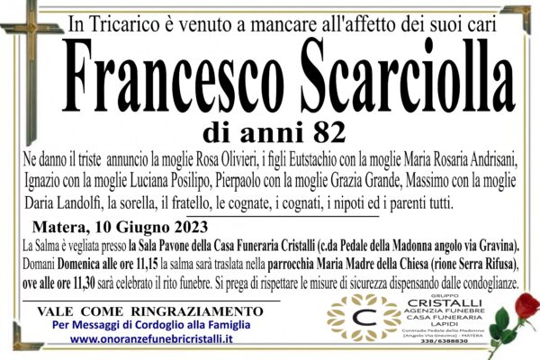 Francesco Scarciolla di anni 82