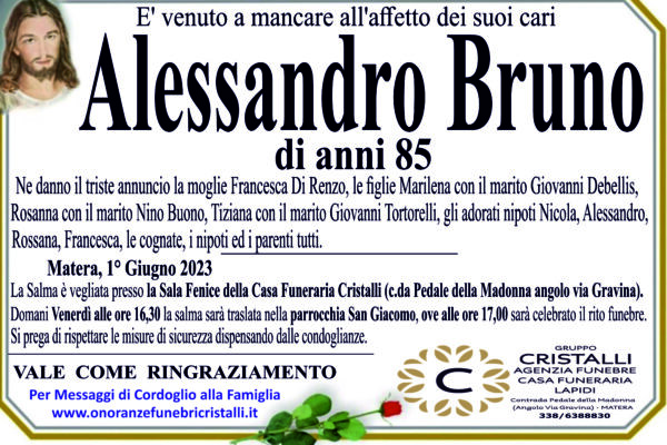 Alessandro Bruno di anni 85