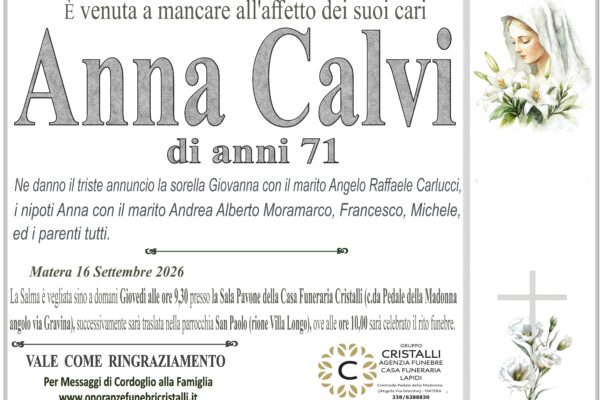 Anna Calvi di anni 71