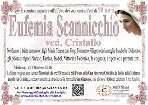 Eufemia Scannicchio ved. Cristallo   di anni 90